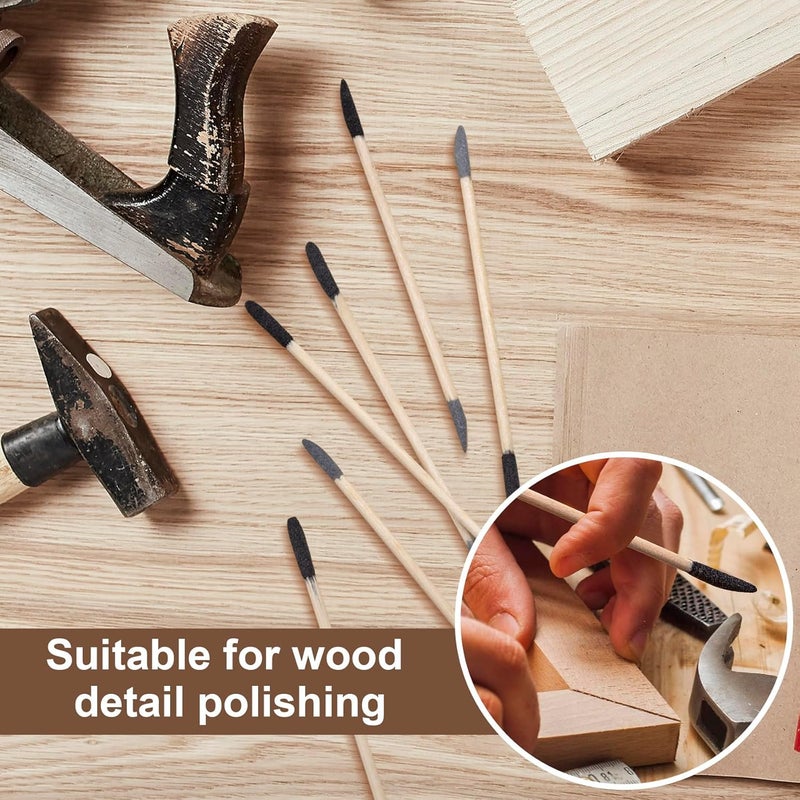 ANCIRS 10 Pcs Sanding Sticks, 5.5in Double End Matchsticks Sanding Twigs, 150/280 Grit Fine Detailing Polishing Stick, Flexible Sanding Tools for Plastic Models, Tight Spaces (Black&Gray) - Image 3